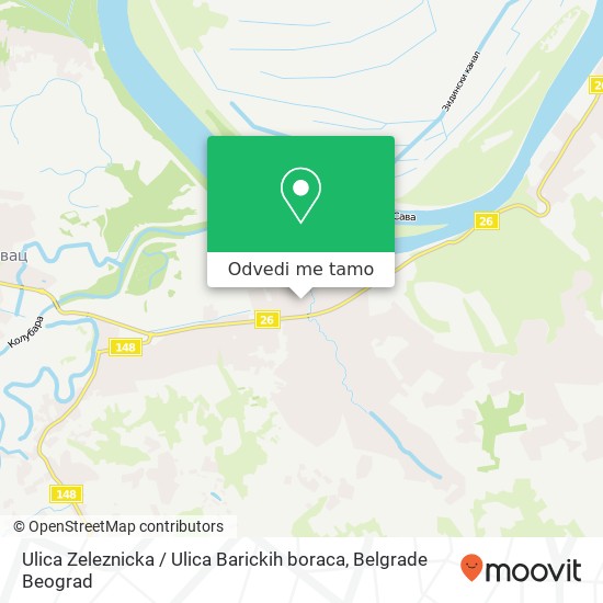 Ulica Zeleznicka / Ulica Barickih boraca mapa