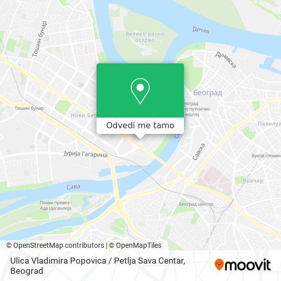 Ulica Vladimira Popovica / Petlja Sava Centar mapa