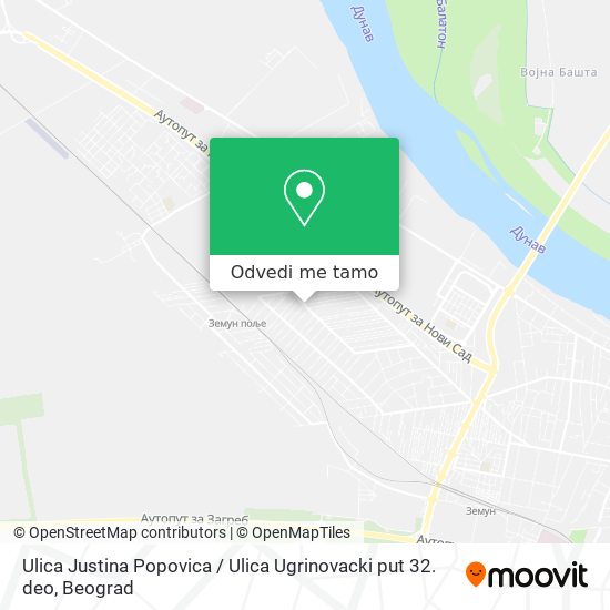 Ulica Justina Popovica / Ulica Ugrinovacki put 32. deo mapa