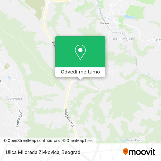 Ulica Milorada Zivkovica mapa