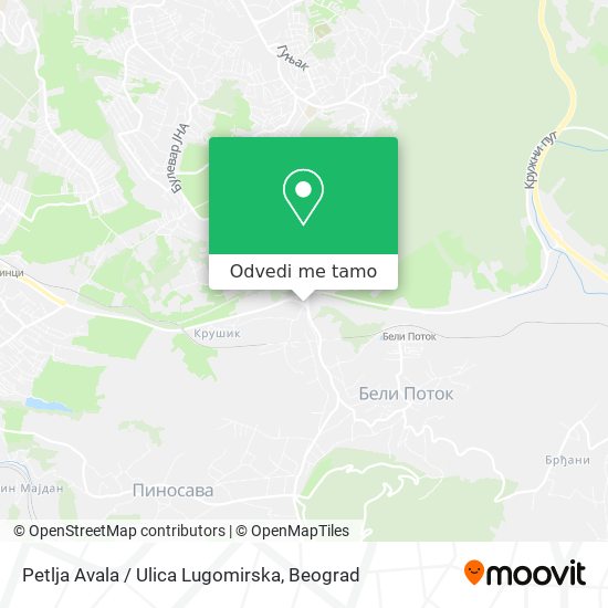 Petlja Avala / Ulica Lugomirska mapa