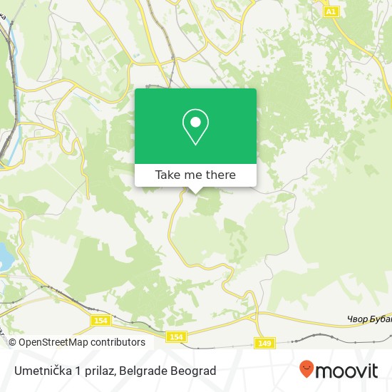 Umetnička 1 prilaz mapa