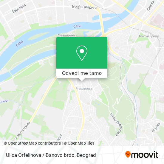 Ulica Orfelinova / Banovo brdo mapa