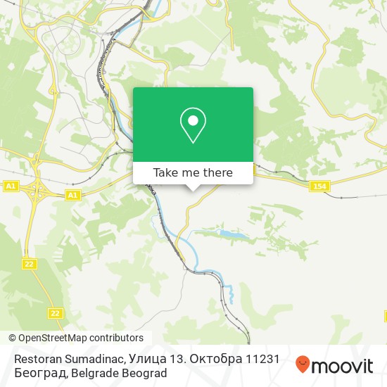 Restoran Sumadinac, Улица 13. Октобра 11231 Београд mapa