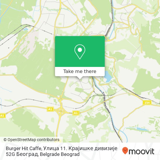 Burger Hit Caffe, Улица 11. Крајишке дивизије 52G Београд mapa