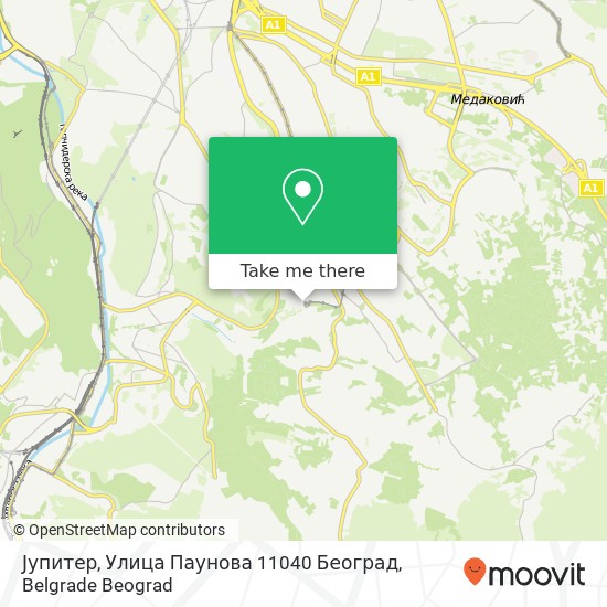 Јупитер, Улица Паунова 11040 Београд mapa