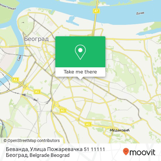 Беванда, Улица Пожаревачка 51 11111 Београд mapa