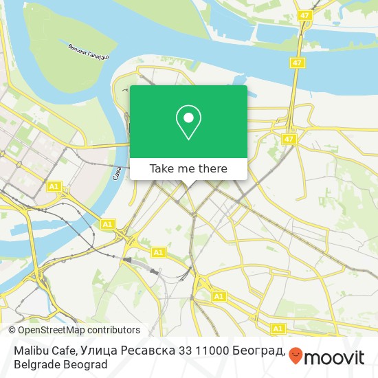 Malibu Cafe, Улица Ресавска 33 11000 Београд mapa