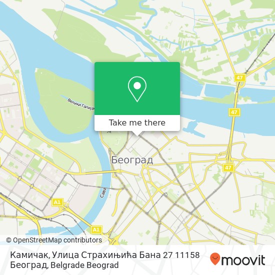 Камичак, Улица Страхињића Бана 27 11158 Београд mapa