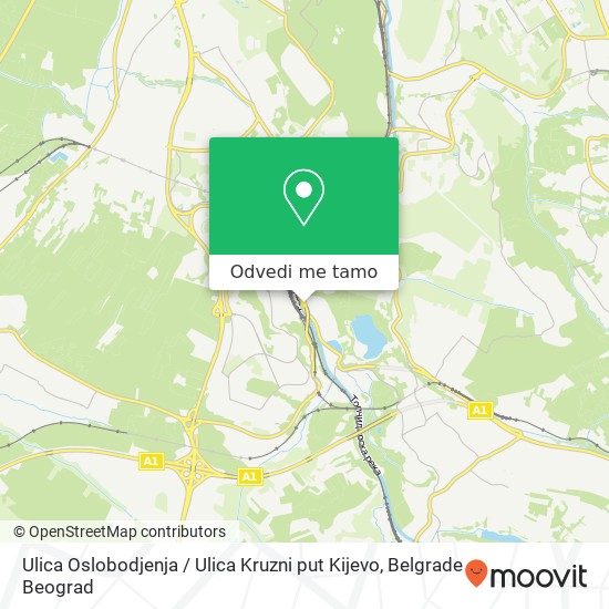 Ulica Oslobodjenja / Ulica Kruzni put Kijevo mapa