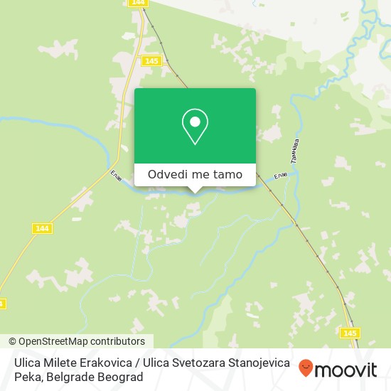 Ulica Milete Erakovica / Ulica Svetozara Stanojevica Peka mapa