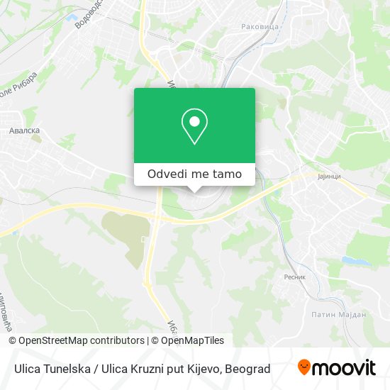 Ulica Tunelska / Ulica Kruzni put Kijevo mapa