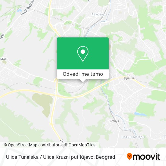 Ulica Tunelska / Ulica Kruzni put Kijevo mapa