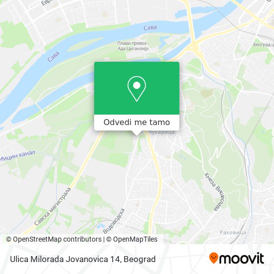 Ulica Milorada Jovanovica 14 mapa