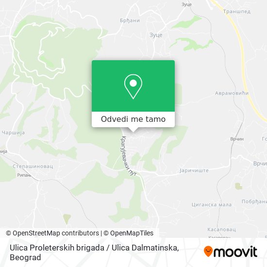 Ulica Proleterskih brigada / Ulica Dalmatinska mapa