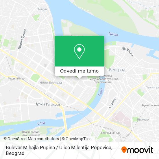 Bulevar Mihajla Pupina / Ulica Milentija Popovica mapa