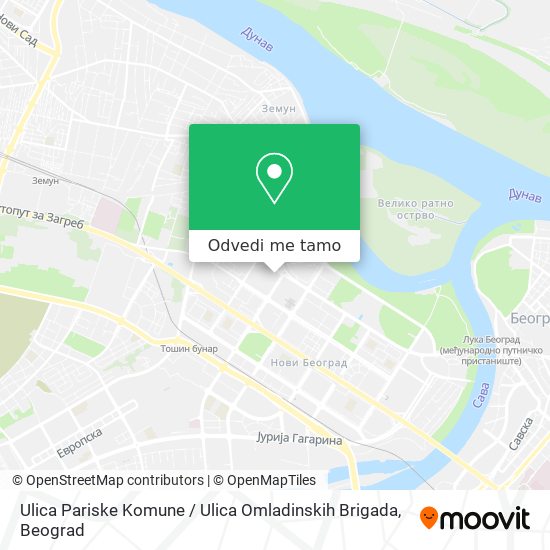 Ulica Pariske Komune / Ulica Omladinskih Brigada mapa