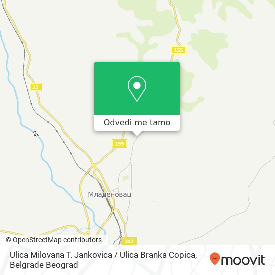 Ulica Milovana T. Jankovica / Ulica Branka Copica mapa