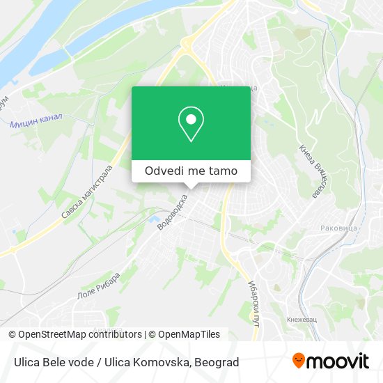 Ulica Bele vode / Ulica Komovska mapa