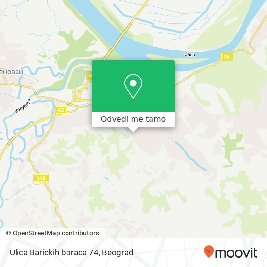 Ulica Barickih boraca 74 mapa