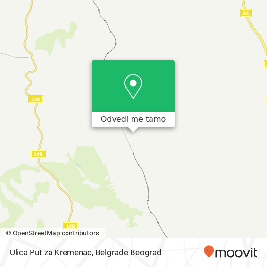 Ulica Put za Kremenac mapa