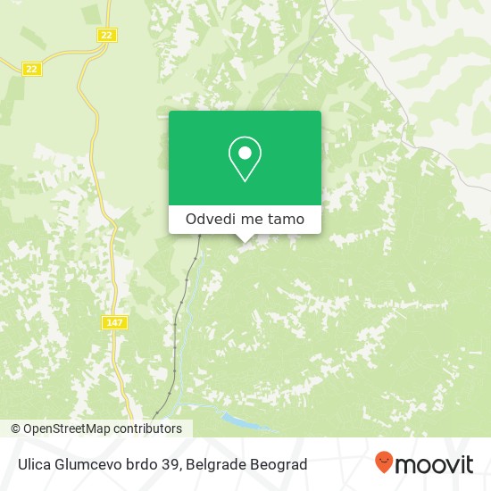 Ulica Glumcevo brdo 39 mapa