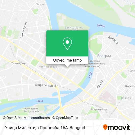 Улица Милентија Поповића 16А mapa