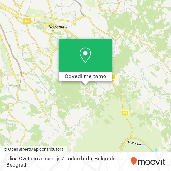 Ulica Cvetanova cuprija / Ladno brdo mapa