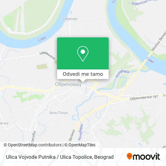 Ulica Vojvode Putnika / Ulica Topolice mapa