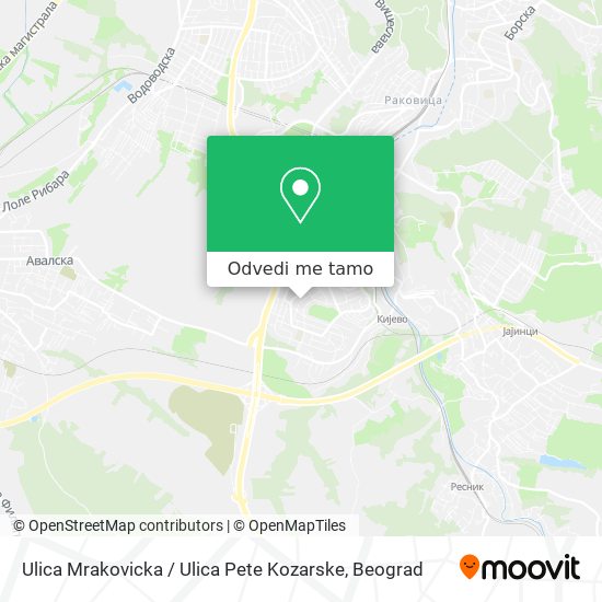 Ulica Mrakovicka / Ulica Pete Kozarske mapa