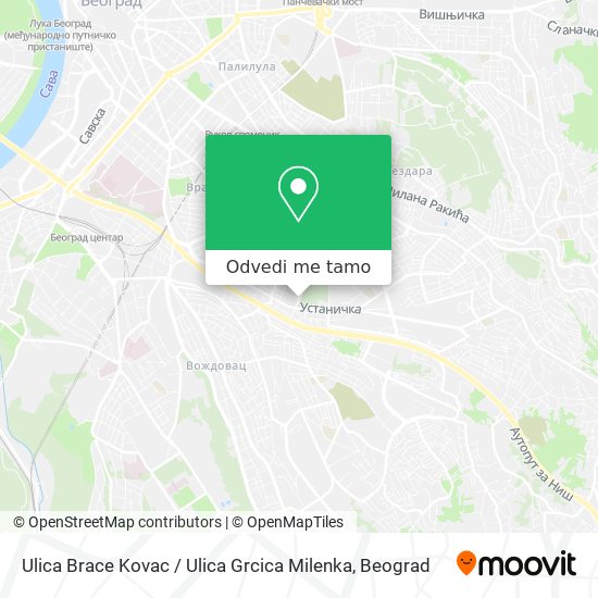 Ulica Brace Kovac / Ulica Grcica Milenka mapa