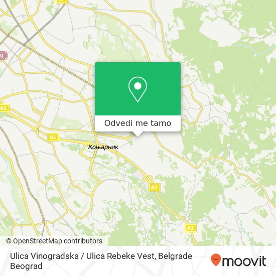 Ulica Vinogradska / Ulica Rebeke Vest mapa