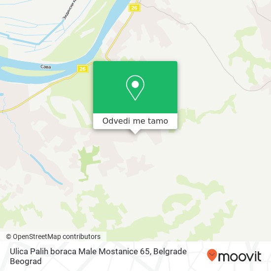 Ulica Palih boraca Male Mostanice 65 mapa