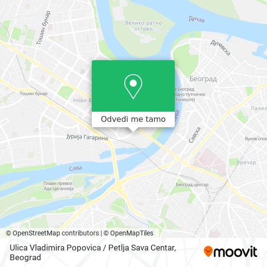 Ulica Vladimira Popovica / Petlja Sava Centar mapa