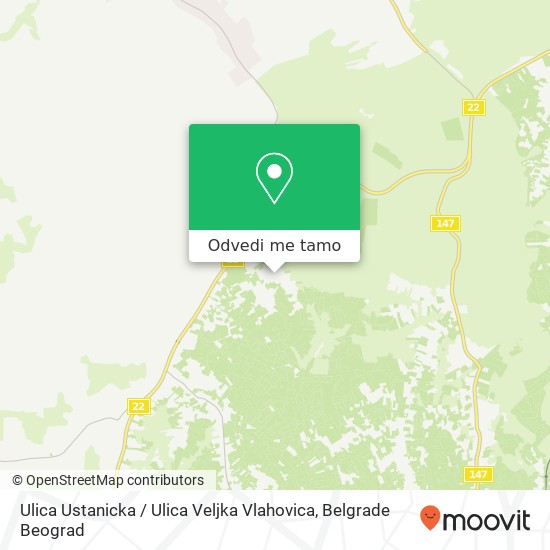 Ulica Ustanicka / Ulica Veljka Vlahovica mapa