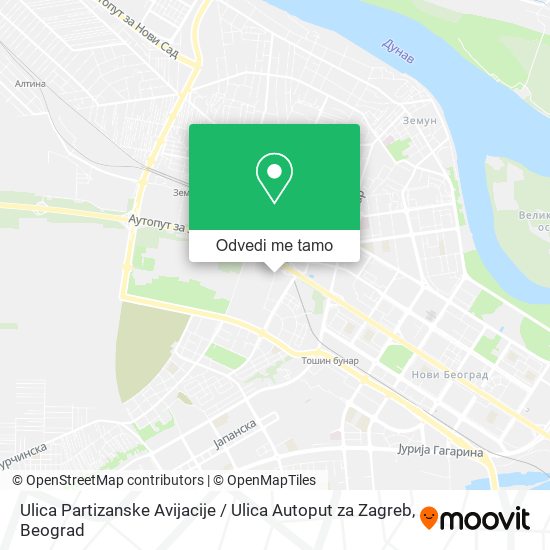 Ulica Partizanske Avijacije / Ulica Autoput za Zagreb mapa