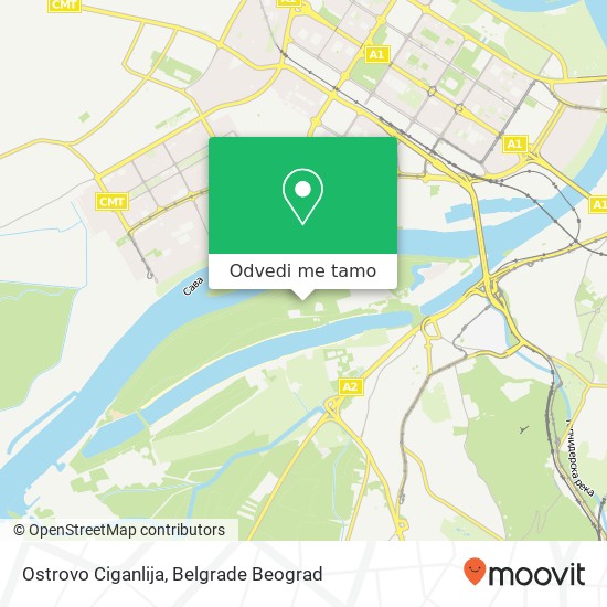 Ostrovo Ciganlija mapa