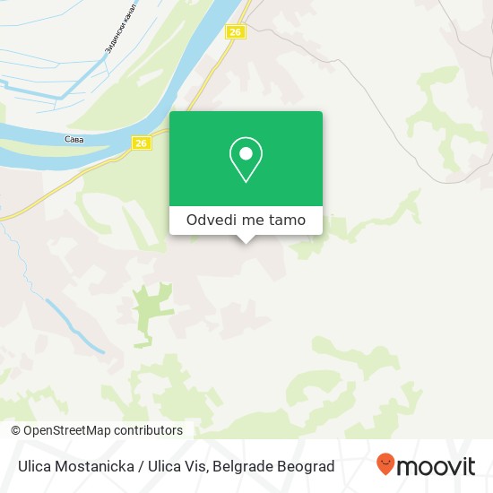 Ulica Mostanicka / Ulica Vis mapa