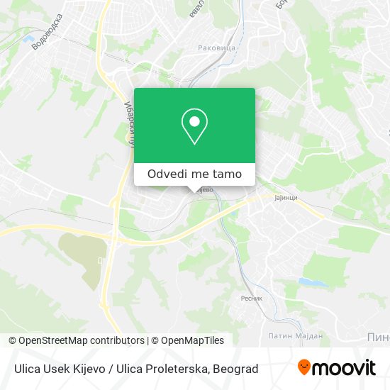 Ulica Usek Kijevo / Ulica Proleterska mapa