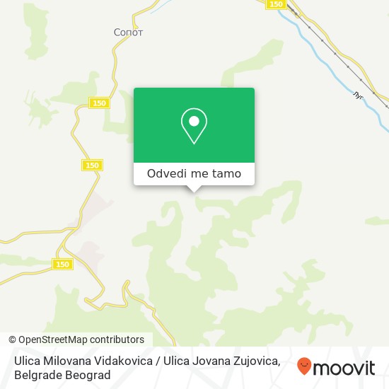 Ulica Milovana Vidakovica / Ulica Jovana Zujovica mapa