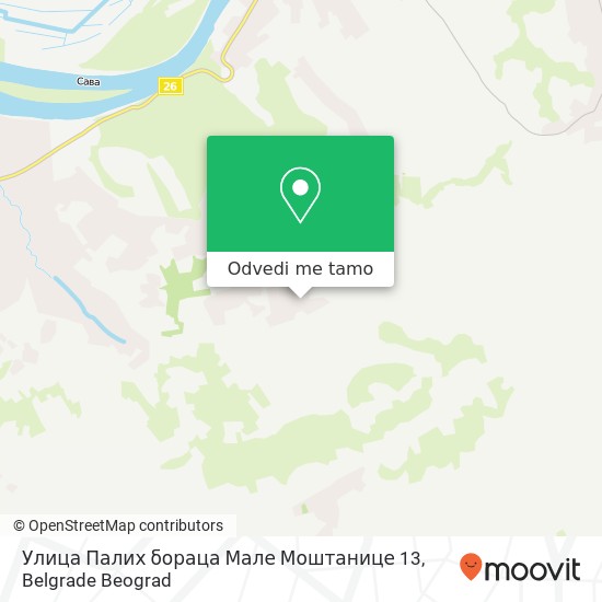 Улица Палих бораца Мале Моштанице 13 mapa