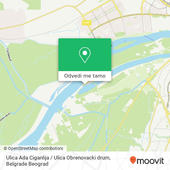 Ulica Ada Ciganlija / Ulica Obrenovacki drum mapa