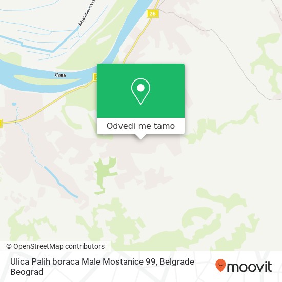 Ulica Palih boraca Male Mostanice 99 mapa