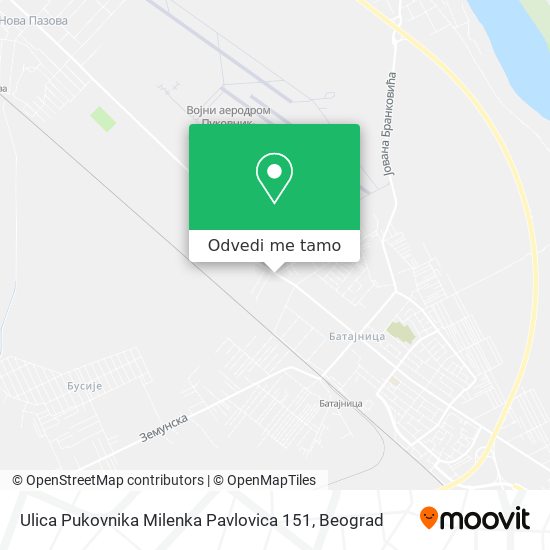 Ulica Pukovnika Milenka Pavlovica 151 mapa