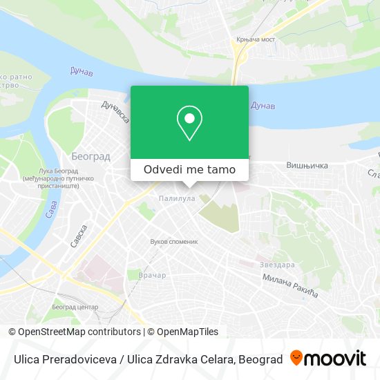 Ulica Preradoviceva / Ulica Zdravka Celara mapa