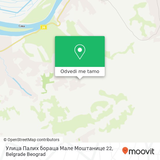 Улица Палих бораца Мале Моштанице 22 mapa