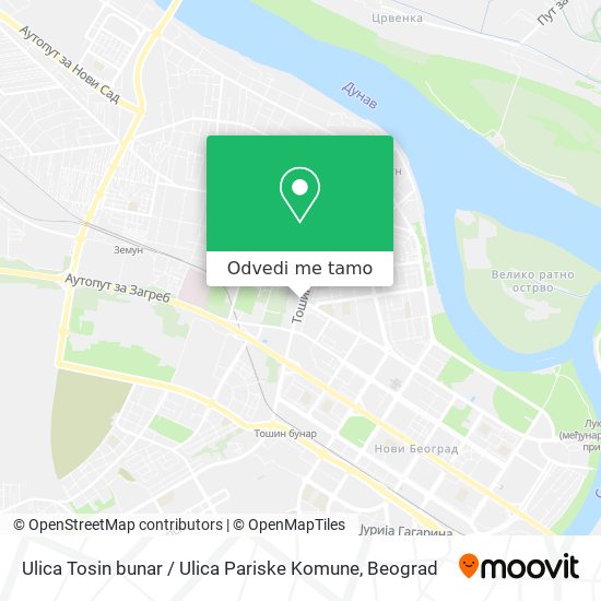 Ulica Tosin bunar / Ulica Pariske Komune mapa