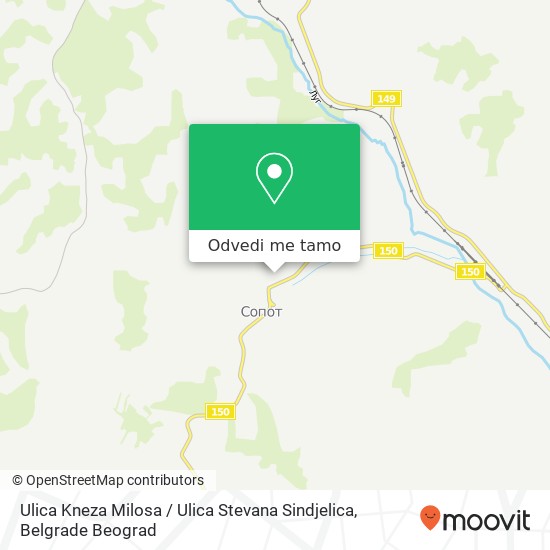 Ulica Kneza Milosa / Ulica Stevana Sindjelica mapa