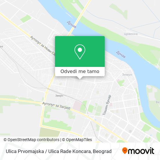 Ulica Prvomajska / Ulica Rade Koncara mapa
