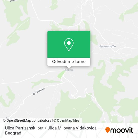 Ulica Partizanski put / Ulica Milovana Vidakovica mapa